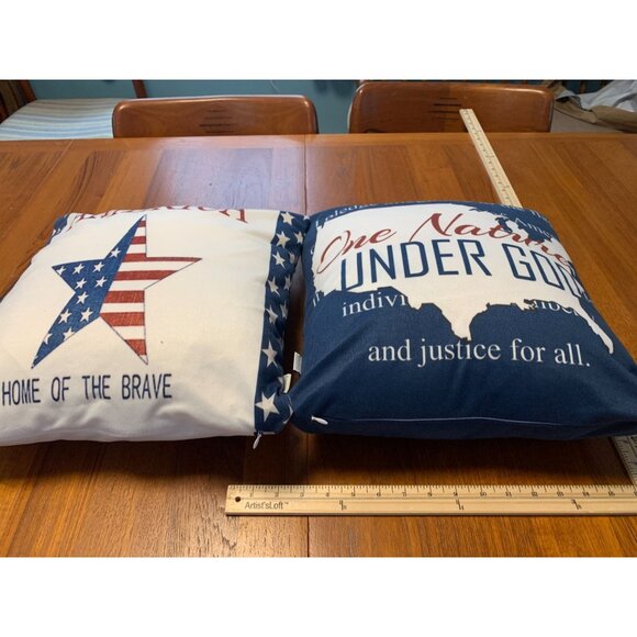 Patriotic Emvency Throw Pillow Set Of 2 Decorative Patriotic USA Flag Star & Map - Picture 5 of 6